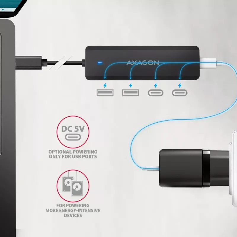 i-tec HUB 4-Port 5Gbps 2x USB-A 2x USB-C USB-C Power IN 19cm Cable HUE-C2C