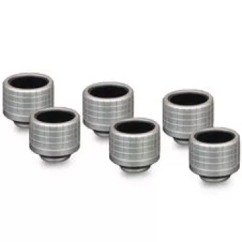 Thermal Grizzly DeltaMate Fitting HT16, Nickel-Plated Steel, G1/4 inch Thread, 6-Pack
