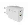 NATEC Ribera Ładowarka ścienna 1x USB-A + 1x USB-C 20W Biała