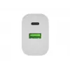 NATEC Ribera Ładowarka ścienna 1x USB-A + 1x USB-C 20W Biała