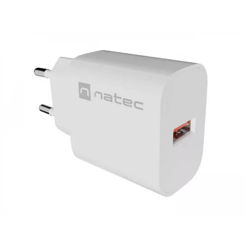 NATEC Ribera Ładowarka ścienna 1x USB-A 18W Biała
