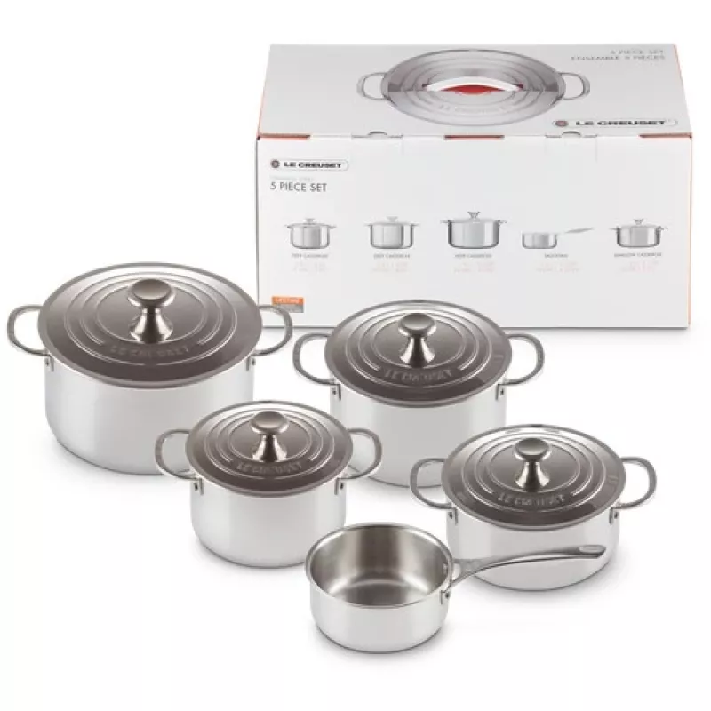 Zestaw garnków Le Creuset 5-częściowy - 3-warstwowy zestaw ze stali nierdzewnej