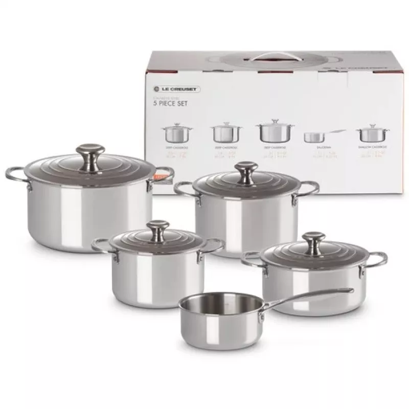 Zestaw garnków Le Creuset 5-częściowy - 3-warstwowy zestaw ze stali nierdzewnej