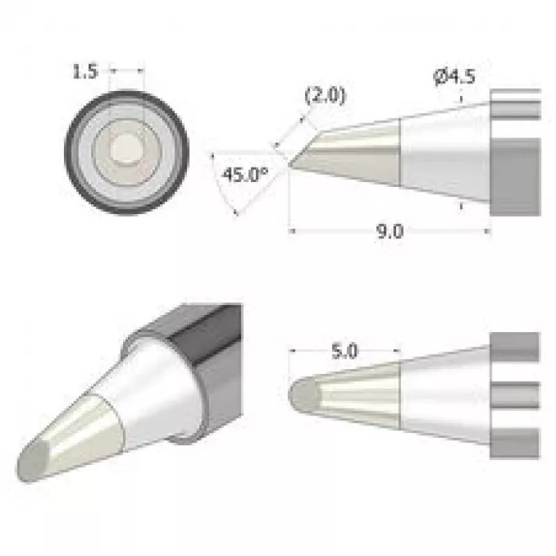 iFixit FixHub Końcówka Lutownicza Stożkowo-Dłutowa 1,5 mm Srebrna
