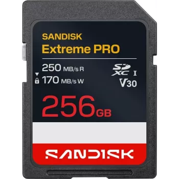 Karta pamięci SanDisk Extreme PRO SDXC 256 GB UHS-I V30 – odczyt do 250 MB/s, zapis do 170 MB/s