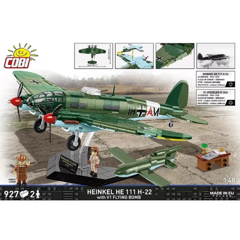 Zestaw klocków konstrukcyjnych COBI Heinkel HE 111 H-22 z bombą latającą V1, 927 elementów