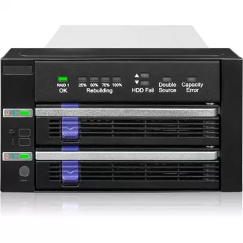 ICY BOX FatCage 2x 2.5/3.5 SATA HDD/SSD RAID 1 w zatoce 5.25 Czarny/Srebrny