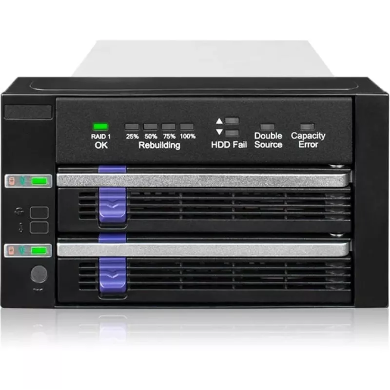 ICY BOX FatCage 2x 2.5/3.5 SATA HDD/SSD RAID 1 w zatoce 5.25 Czarny/Srebrny