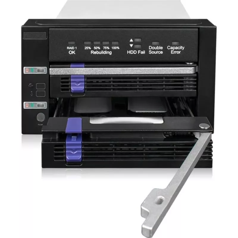 ICY BOX FatCage 2x 2.5/3.5 SATA HDD/SSD RAID 1 w zatoce 5.25 Czarny/Srebrny