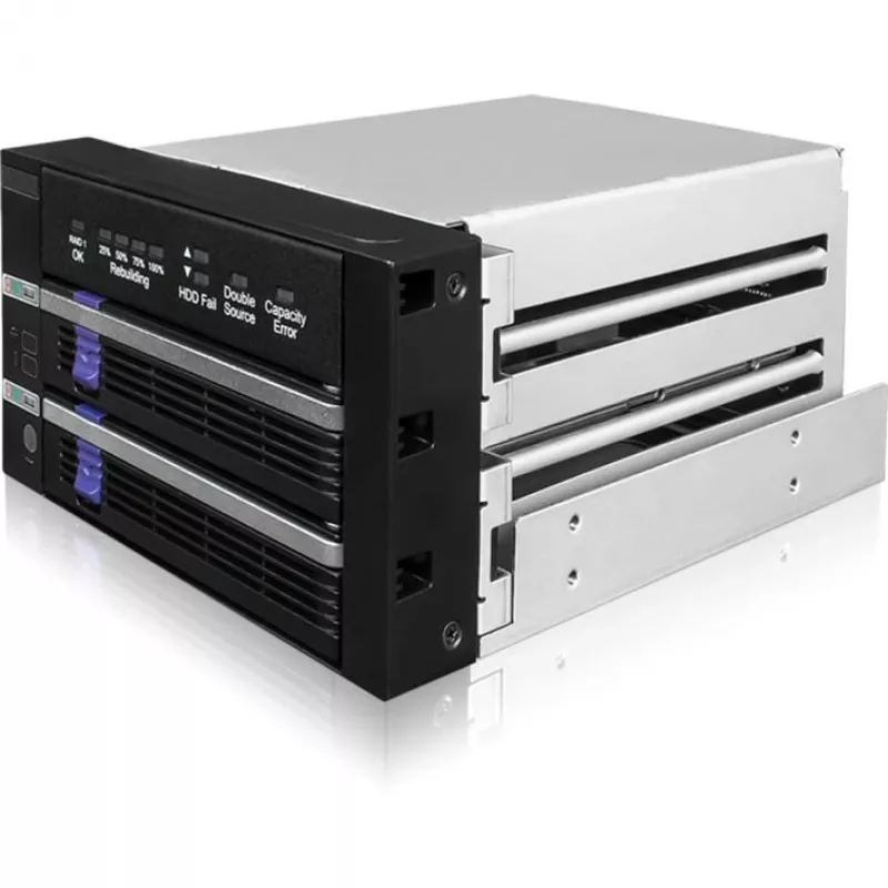 ICY BOX FatCage 2x 2.5/3.5 SATA HDD/SSD RAID 1 w zatoce 5.25 Czarny/Srebrny