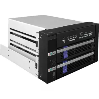 ICY BOX FatCage 2x 2.5/3.5 SATA HDD/SSD RAID 1 w zatoce 5.25 Czarny/Srebrny