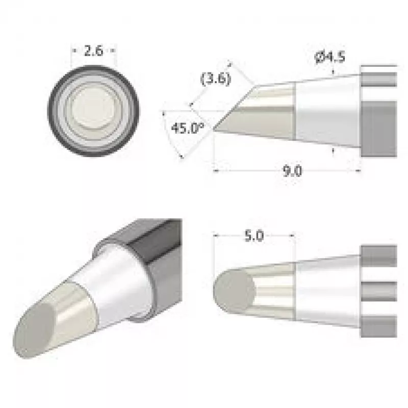 iFixit FixHub Końcówka lutownicza stożkowo-dłutowa 2,6 mm srebrna