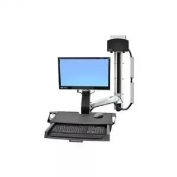 Ergotron StyleView Sit-Stand Combo System z blatem roboczym i małym czarnym uchwytem na CPU