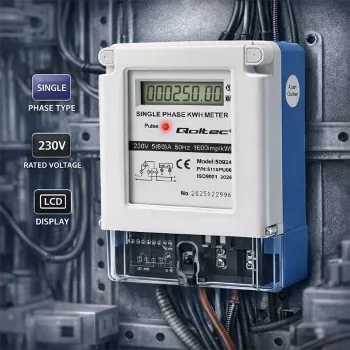 Qoltec Jednofazowy Elektroniczny Licznik Energii 230V 5(60)A LCD
