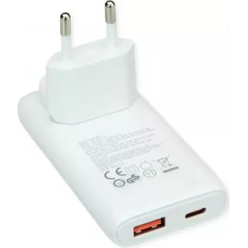Ładowarka sieciowa USB VALUE, wtyk EU/US, 2x USB (A+C), 65W