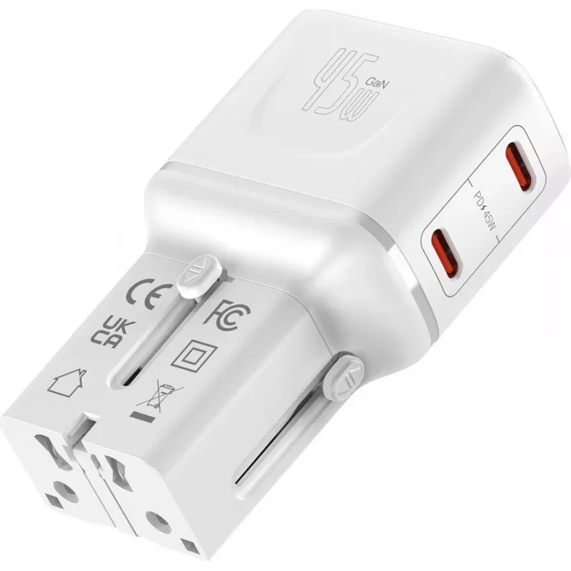 VALUE USB Travel Charger, EU/UK/US, 2x USB-C, 45W