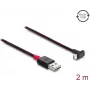 Delock EASY-USB 2.0 Kabel USB Type-A Męski do USB Type-C Męski Kątowy Góra/Dół 2 m Czarny (81551)