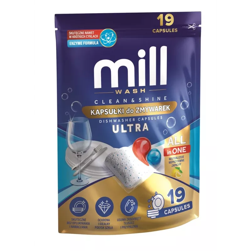 MADONIS MILL CLEAN&SHINE Ultra Dishwasher Capsules, 19 capsules, 3K.D