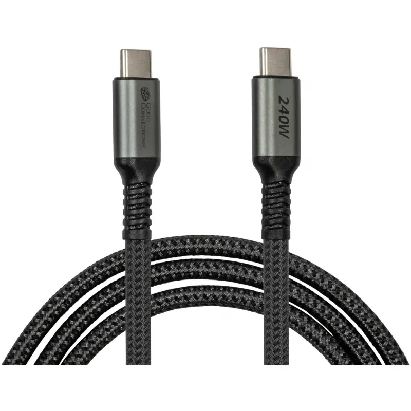GoodConnections USB-C 2.0 (ST-ST) 3m Connection Cable Textile Jacket 240W Anthracite