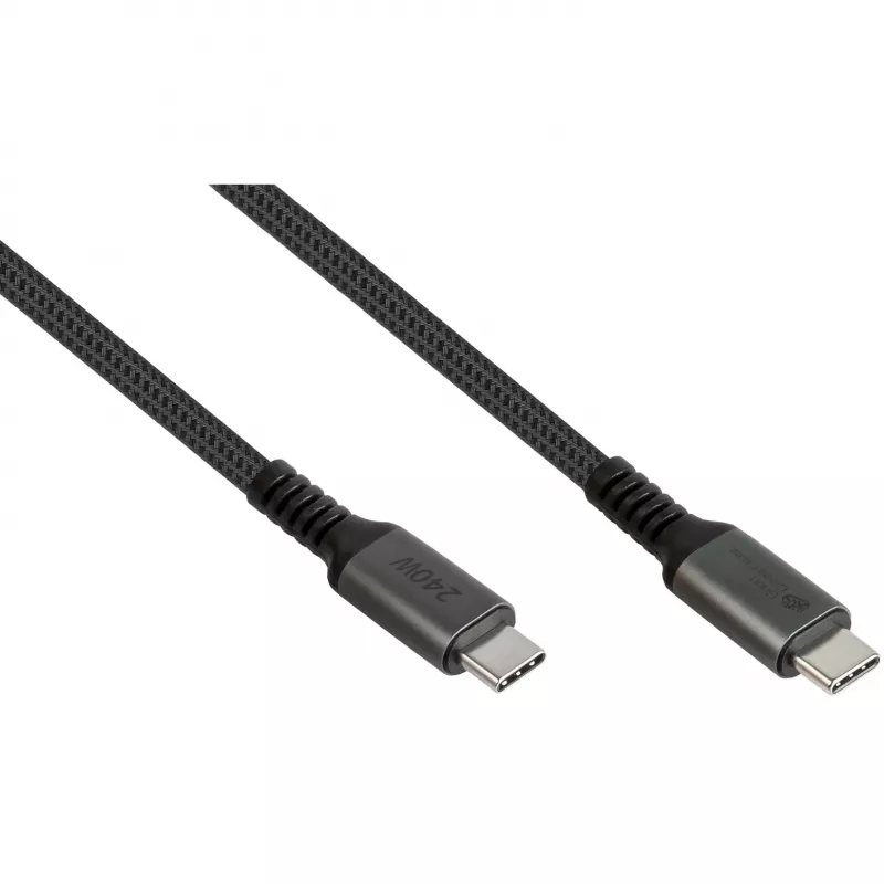 GoodConnections USB-C 2.0 (ST-ST) 3m Connection Cable Textile Jacket 240W Anthracite
