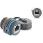Delock RJ45 żeński do RJ45 żeński złączka przewodu Cat.6A z gwintem M23,5 x 1,5 mm i zaślepką IP68 pyłoszczelna i wodoodporna szary (87157)