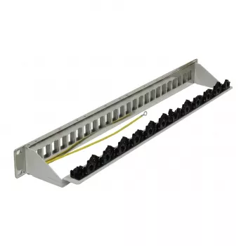 Synergy 21 Keystone Patch Panel 24-Port 1U Light Grey V4 z zaczepem kablowym