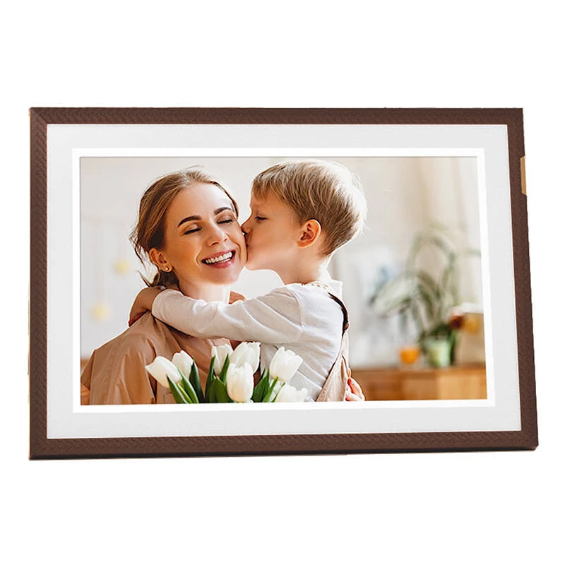 ARZOPA D10 10.1 inch Cyfrowa Ramka (Ciemny Brąz) - 1280x800 IPS Ekran Dotykowy, 32GB, Wi-Fi