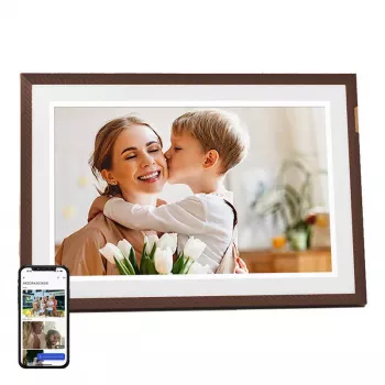 ARZOPA D10 10.1 inch Cyfrowa Ramka (Ciemny Brąz) - 1280x800 IPS Ekran Dotykowy, 32GB, Wi-Fi