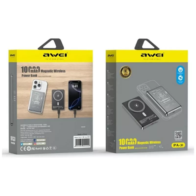 AWEI PA-31 MagSafe Power Bank 10000mAh Grey