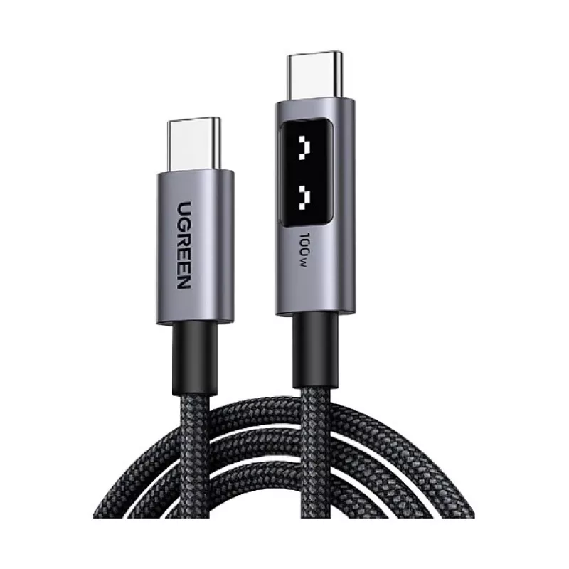 UGREEN Uno L509 100W USB-C do USB-C PD Szybka Ładowarka Kabel LED 2m Czarny