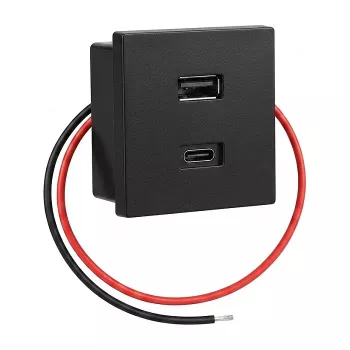 Shelly USB Charger Black - Ładowarka USB-A do montażu podtynkowego do inteligentnego domu