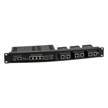 ALLNET 4-Port Gigabit LT-PoE 90W Unmanaged Switch z panelem krosowniczym 19 inch 1HE