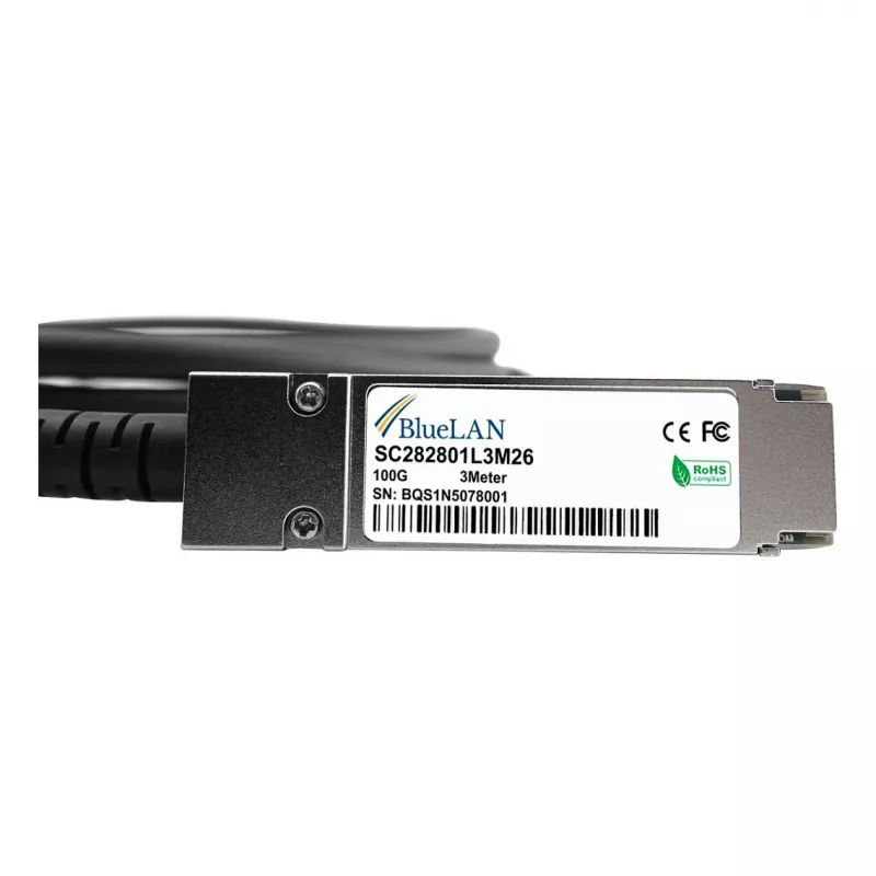 BlueLAN 10411-BL Kompatybilny z Extreme Networks Kabel Direct Attach QSFP28, 100GBASE-CR4, InfiniBand EDR, 30AWG, 1 Metr