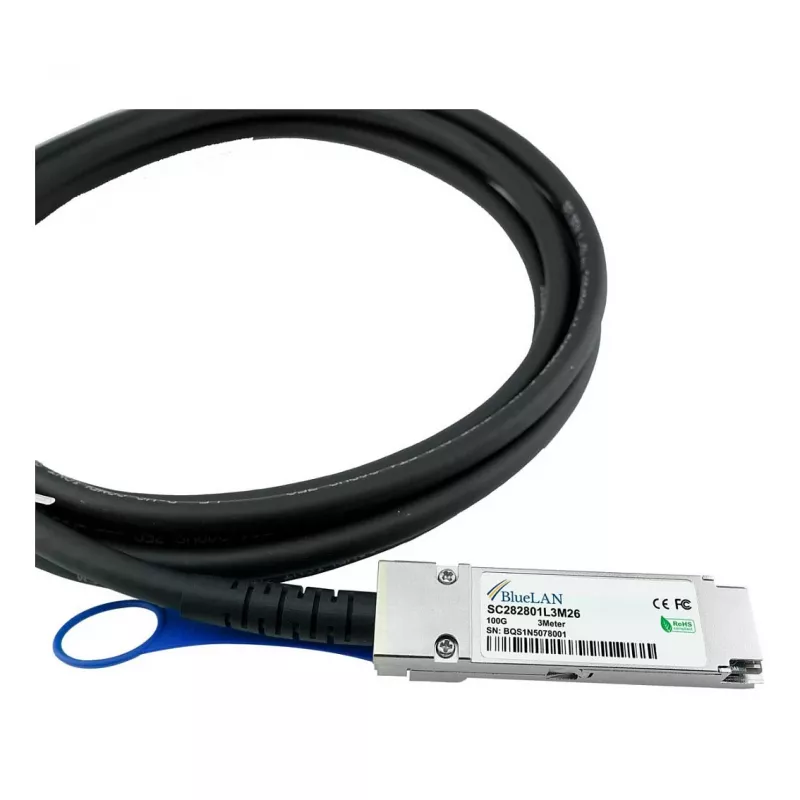 BlueLAN 10411-BL Kompatybilny z Extreme Networks Kabel Direct Attach QSFP28, 100GBASE-CR4, InfiniBand EDR, 30AWG, 1 Metr