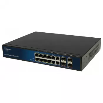 ALLNET ALL-SG8616PMJ-10G Zarządzalny Switch Layer 2+, 16 portów (12x GbE, 4x SFP+), Budżet PoE 130W, 8x PoE+, Rackmount
