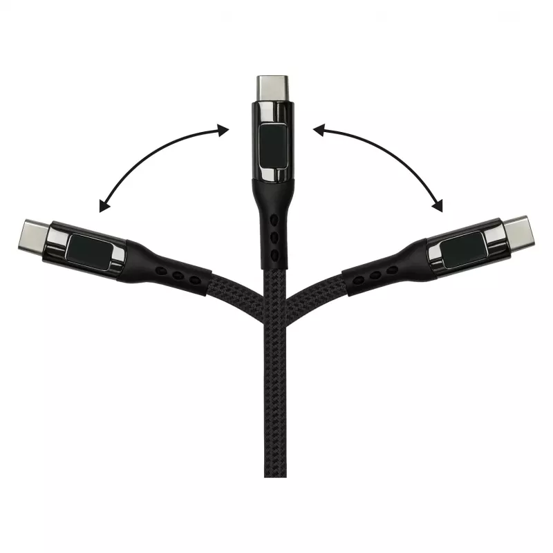 Good Connections USB 2.0 Kabel do ładowania i transmisji danych 100W z wyświetlaczem cyfrowym USB-C na USB-C 1m Czarny