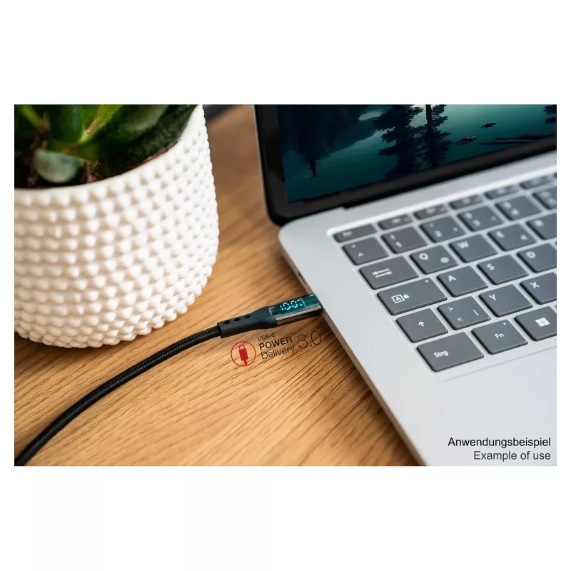 Good Connections USB 2.0 Kabel do ładowania i transmisji danych 100W z wyświetlaczem cyfrowym USB-C na USB-C 1m Czarny