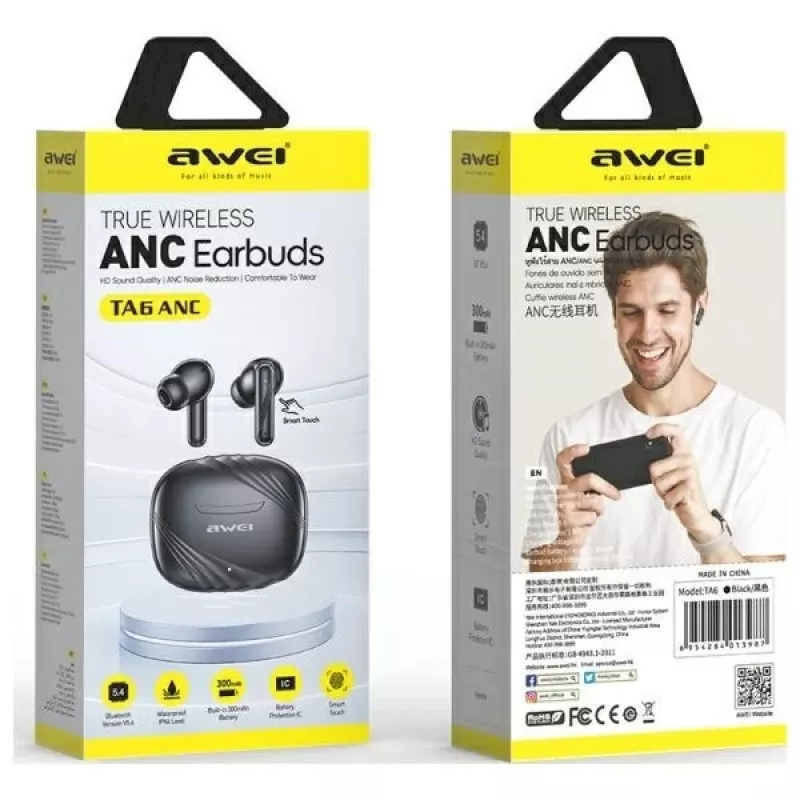 Słuchawki Bluetooth AWEI TA6 ANC Czarne