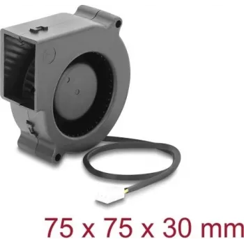 Wentylator promieniowy Delock 12 V DC 75 x 75 x 30 mm z 3-pinowym złączem wentylatora, czarny (67495)