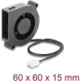 Wentylator promieniowy / dmuchawa Delock 12 V DC 60 x 60 x 15 mm z 3-pinowym złączem wentylatora, czarny (67491)