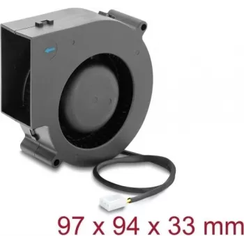 Delock Wentylator Promieniowy 12 V DC 97 x 94 x 33 mm z 3-pinowym złączem wentylatora, Czarny (67496)