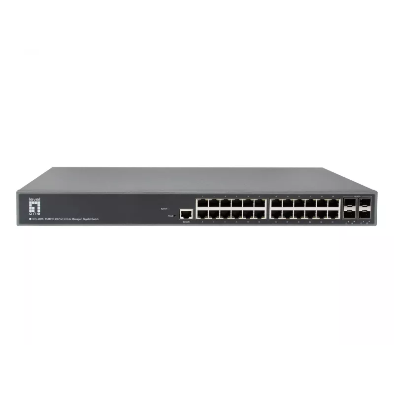 LevelOne TURING 28-Port L3 Lite Managed Gigabit Switch, 24 x 1G RJ45, 4 x 1G/10G SFP+ Uplinks