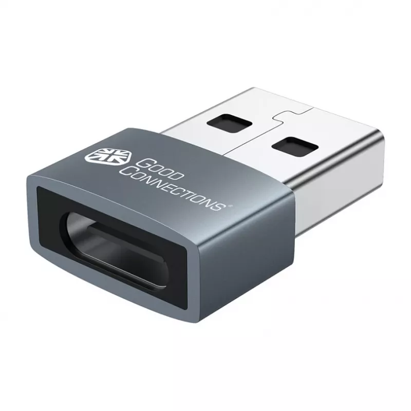 Good Connections USB 2.0 Adapter USB-A Męski na USB-C Żeński Aluminiowa Obudowa Szary 2-Pack