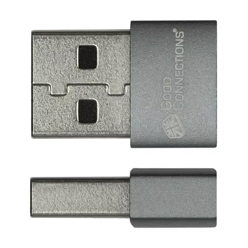 Good Connections USB 2.0 Adapter USB-A Męski na USB-C Żeński Aluminiowa Obudowa Szary 2-Pack