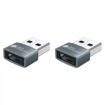 Good Connections USB 2.0 Adapter USB-A Męski na USB-C Żeński Aluminiowa Obudowa Szary 2-Pack