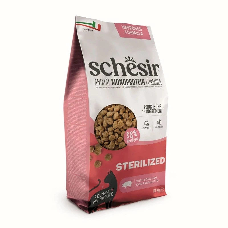 SCHESIR Sterilized with Ham Dry Cat Food 10kg