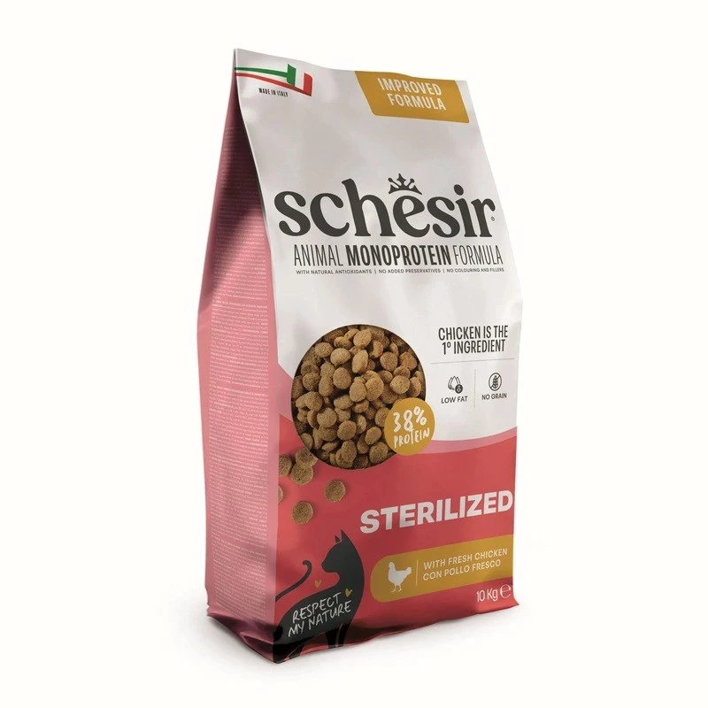 SCHESIR Sterilized Bogata Sucha Karma dla Kotów z Kurczakiem 10kg