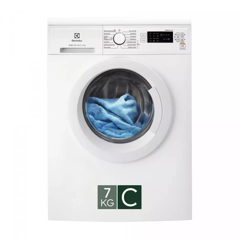 Electrolux EW2FN527WP Wolnostojąca pralka ładowana od przodu, 7 kg, 1200 obr/min, Klasa energetyczna C, Biała