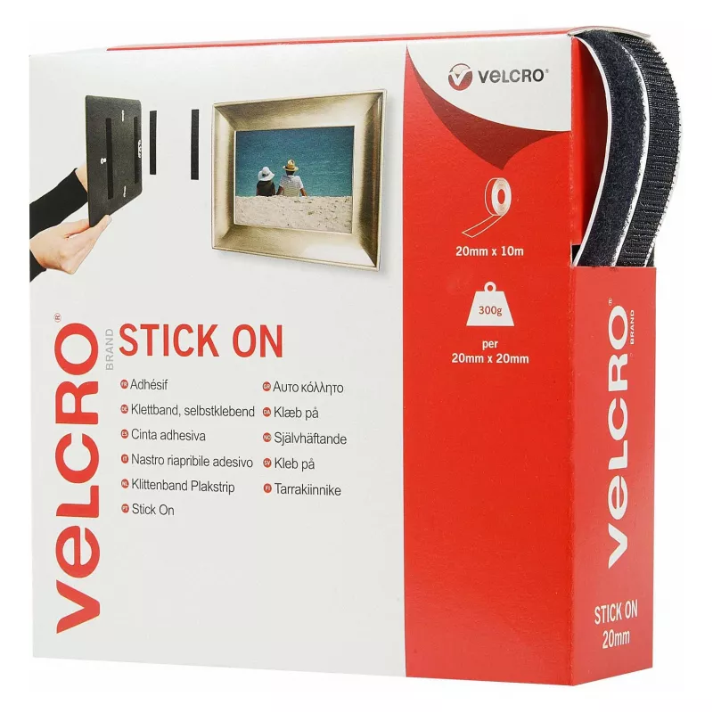 Taśma rzepowa VELCRO samoprzylepna 20mm x 10m czarna