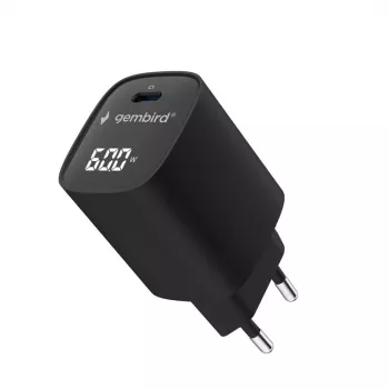 Gembird TA-UC-1C-PD60LCD-01-BK 60W USB Type-C Fast Charger z wyświetlaczem LCD, czarny